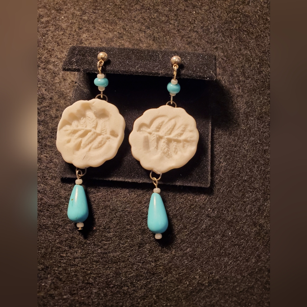 TURQUOISE EARINGS W/ POLYMER CLAY